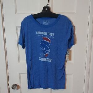 Majestic Threads Chicago Cubs Blue T-Shirt Ill State Ringer Tee Size XL